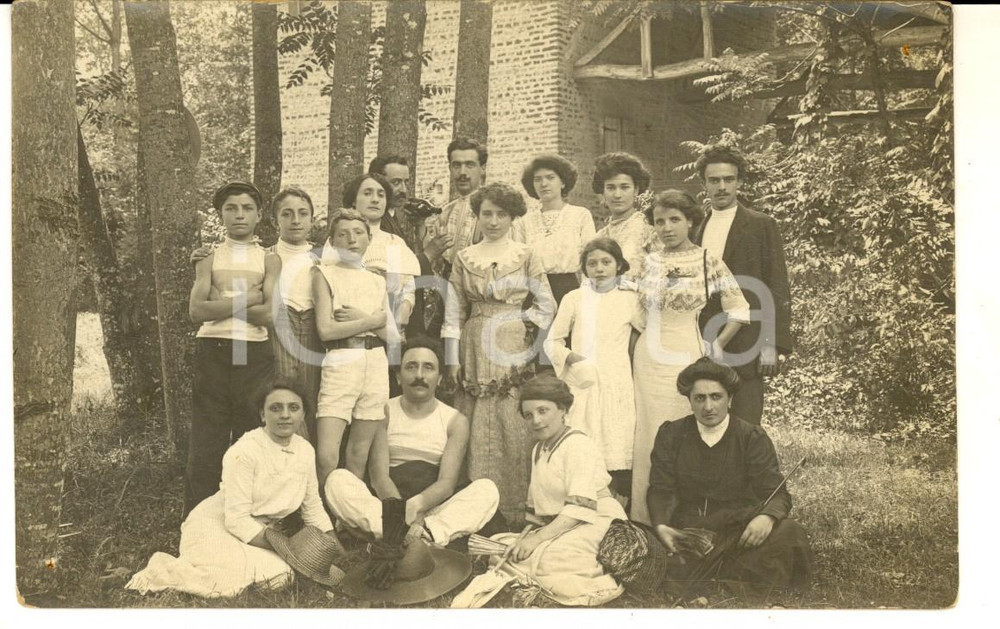 Fotografia d epoca originale 1912 PAVIA Ritratto di famiglia in villeggiatura con canottieri  Foto VINTAGE 1
