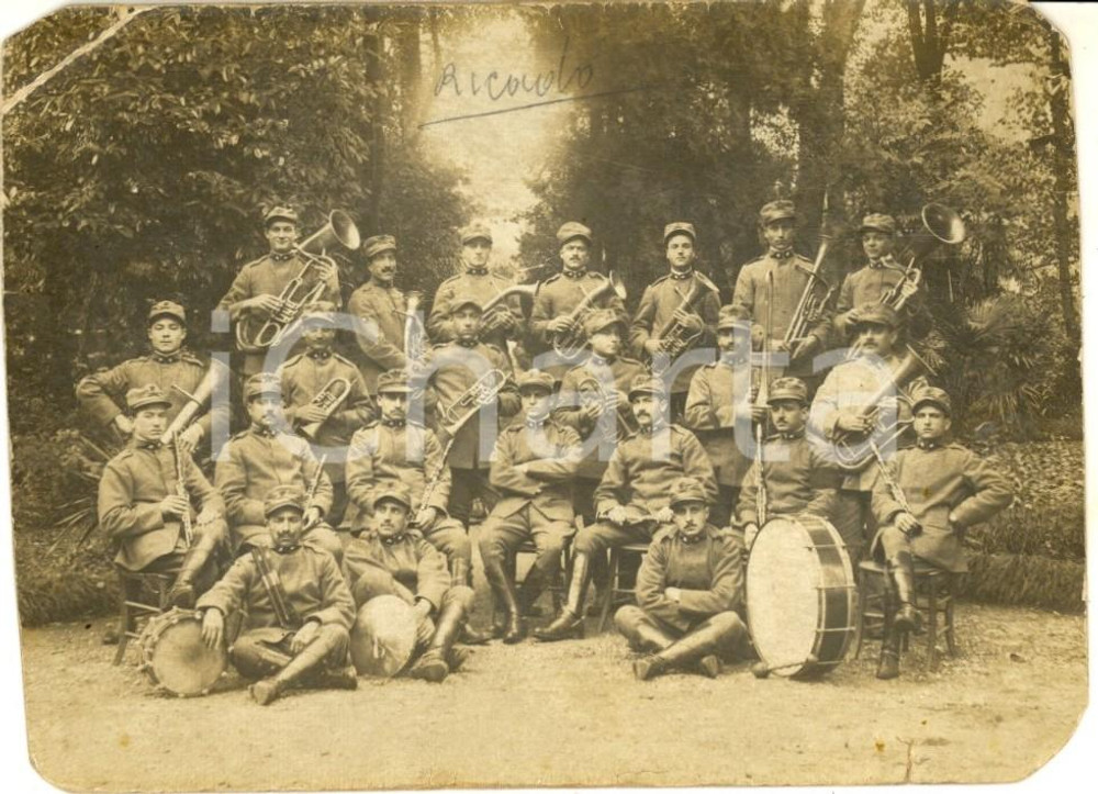 Fotografia d epoca originale 1915 WW1 REGIO ESERCITO ARTIGLIERIA  Reparto musicisti  Foto 13x9 cm 1