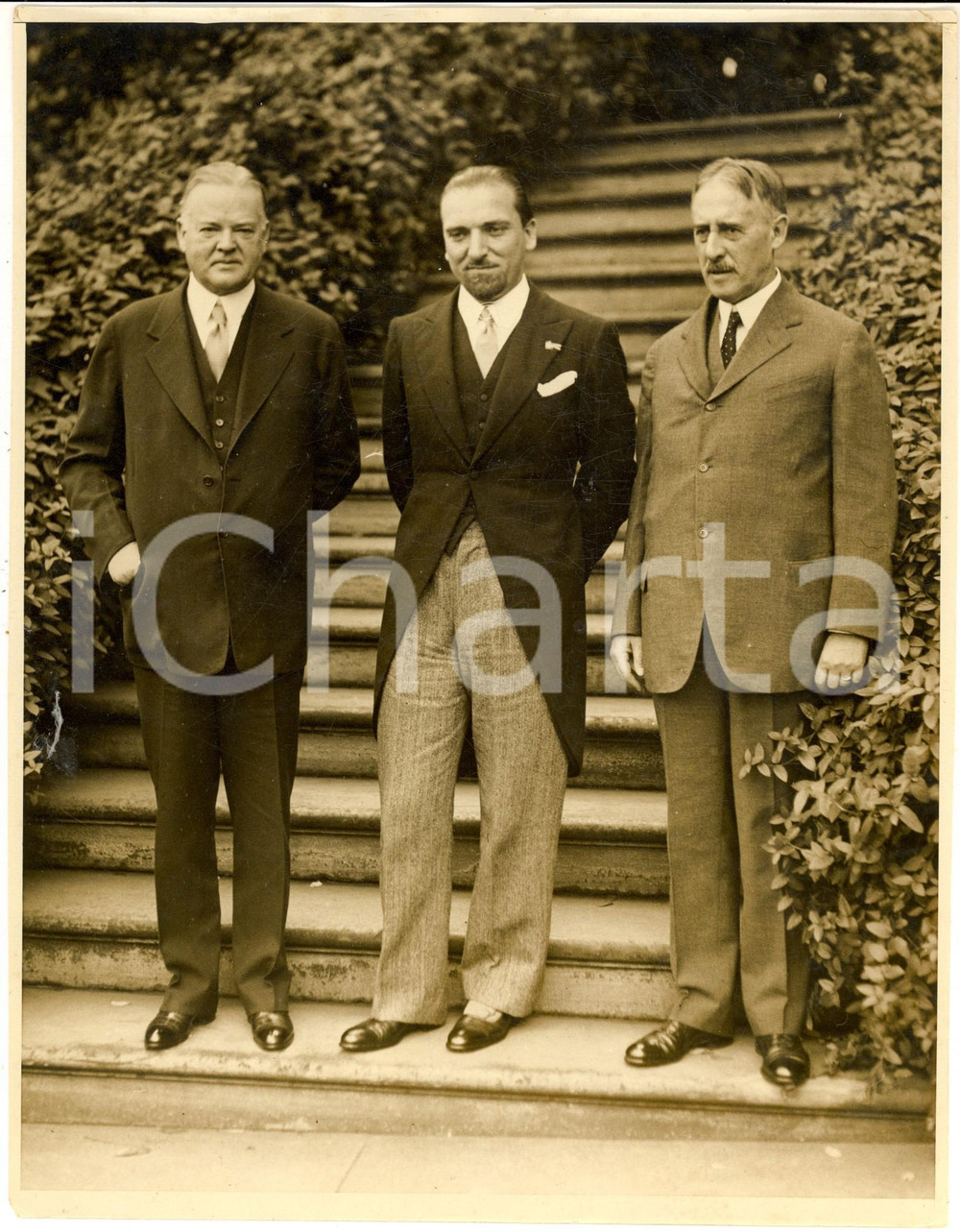 Fotografia d epoca originale 1931 WASHINGTON WHITE HOUSE Dino GRANDI con Henry L. STIMSON Foto 20x25 cm 1