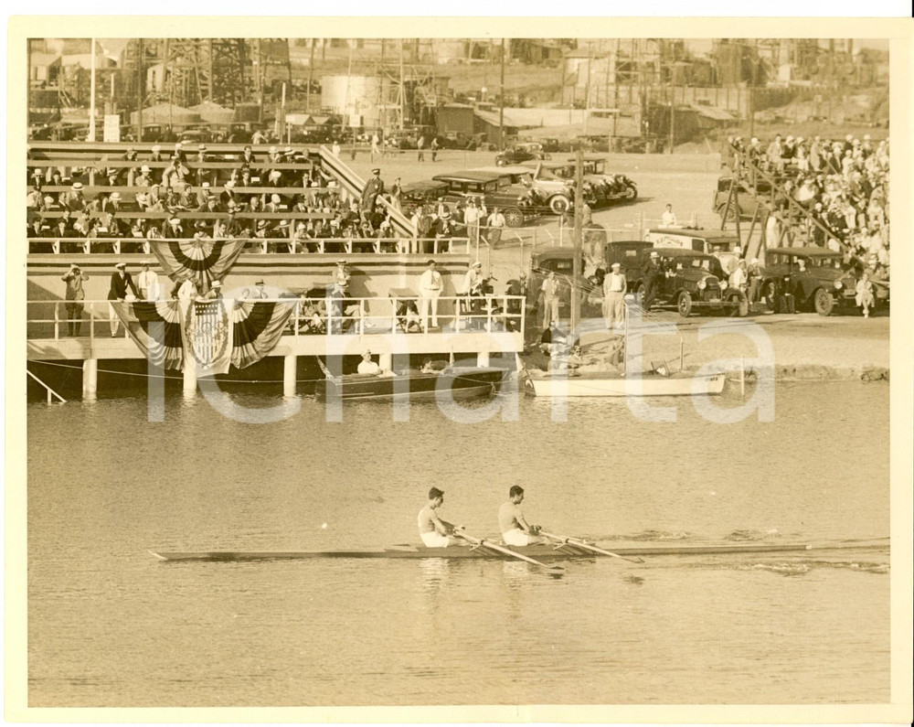 Fotografia d epoca originale 1932 LONG BEACH CALIFORNIA Olympic Games Rowing  The Italian crew Photo 1
