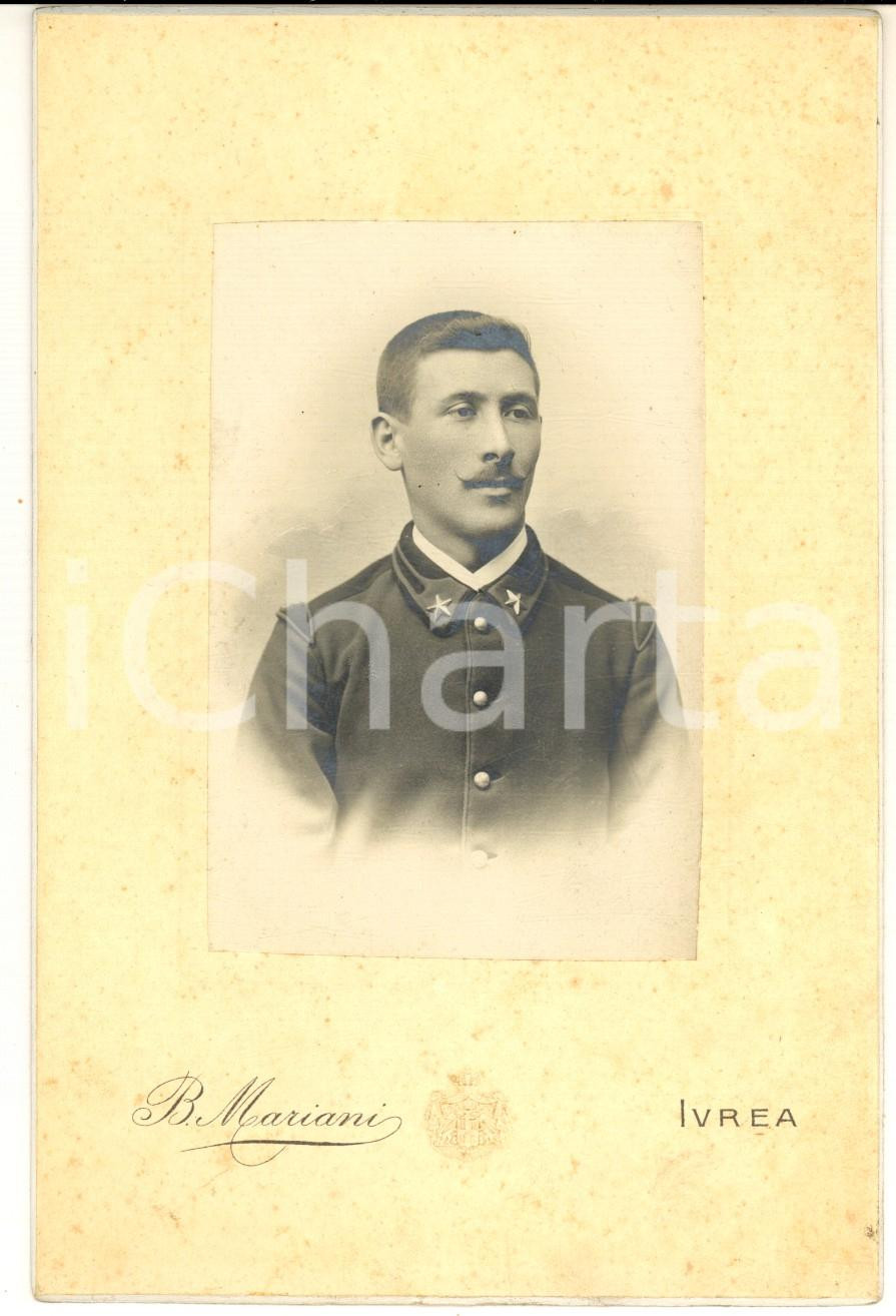 Fotografia d epoca originale 1910 ca IVREA Regio Esercito  Ritratto di un ufficiale Foto B. MARIANI 11x16 1