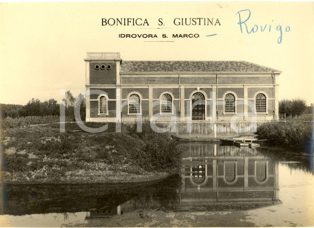 Fotografia d epoca originale 1930 ca ROVIGO Bonifica SANTA GIUSTINA  Idrovora SAN MARCO  Foto 23x16 1