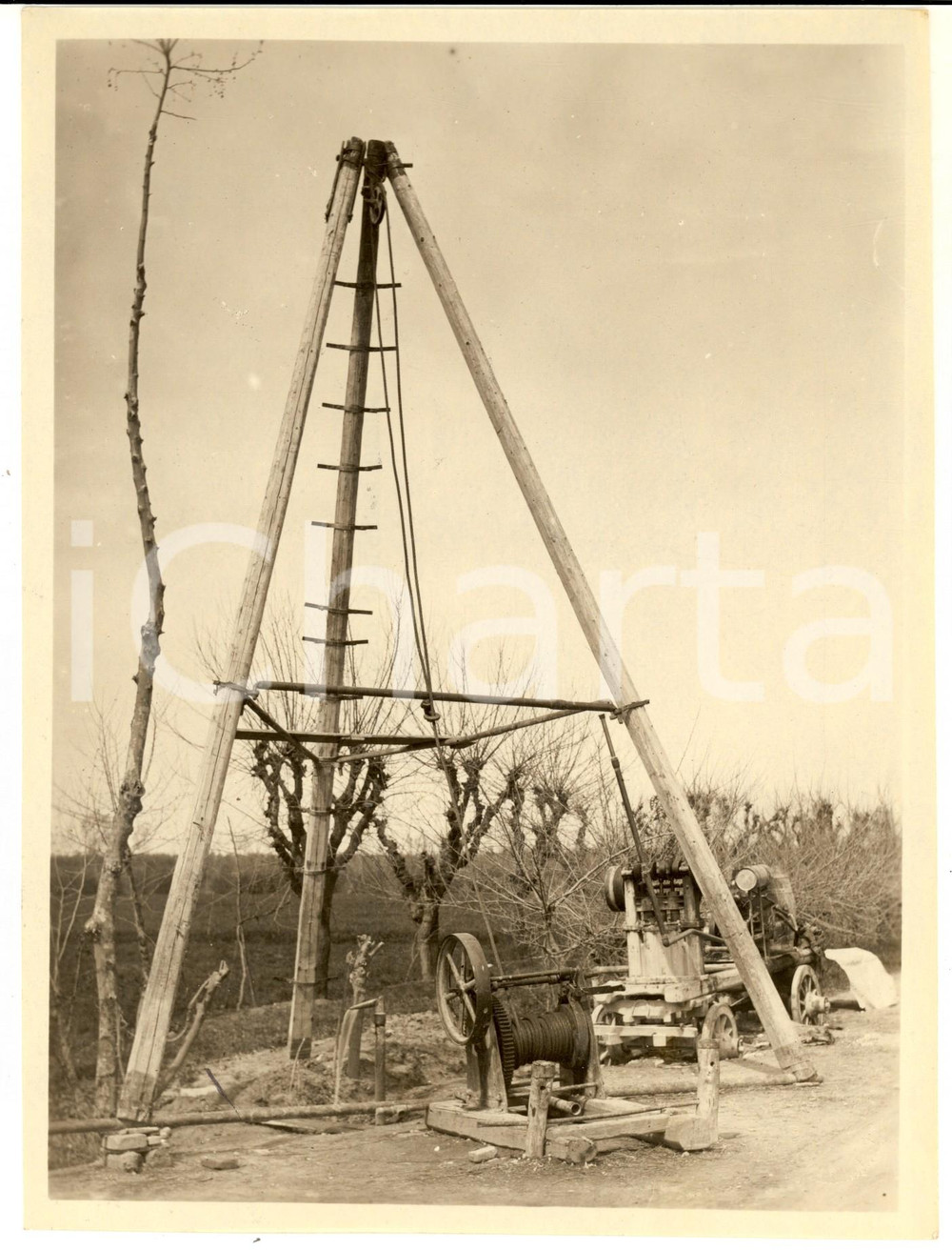 Fotografia d epoca originale 1932 MUSILE DI PIAVE / CA  MALIPIERO  BONIFICA  Pozzo artesiano  Foto 1