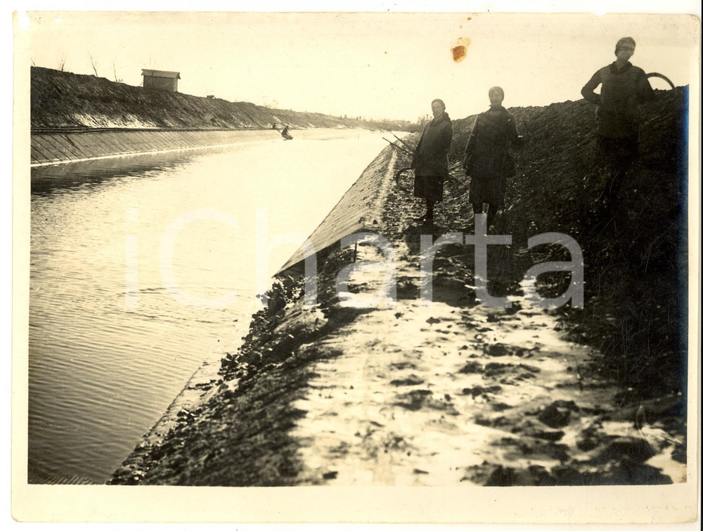 Fotografia d epoca originale 1931 Area BOLOGNA  Collettore delle Acque Alte  Rivestimenti  Foto DANNEGGIATA 1