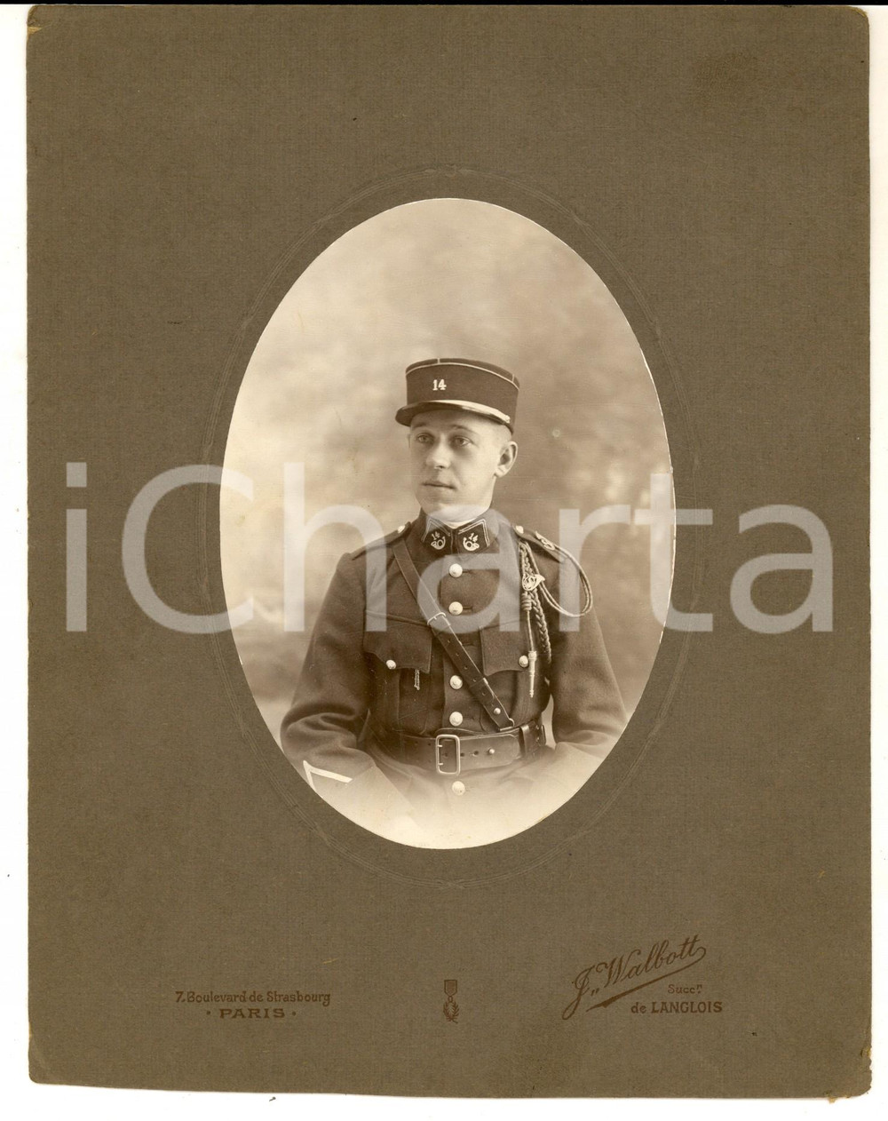 Fotografia d epoca originale 1915 ca PARIS ARMEE FRANCAISE Officier 14e rgt Prix de tir Photo WALBOTT 18x23 1