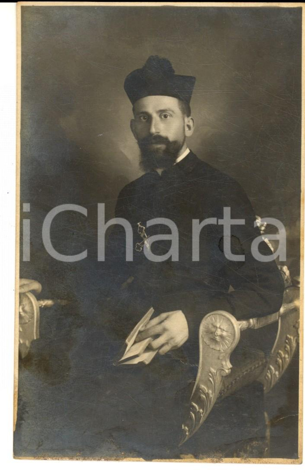 Fotografia d epoca originale 1924 BRESCIA Ritratto don Andrea ZAPPA missionario India  Foto con AUTOGRAFO 1