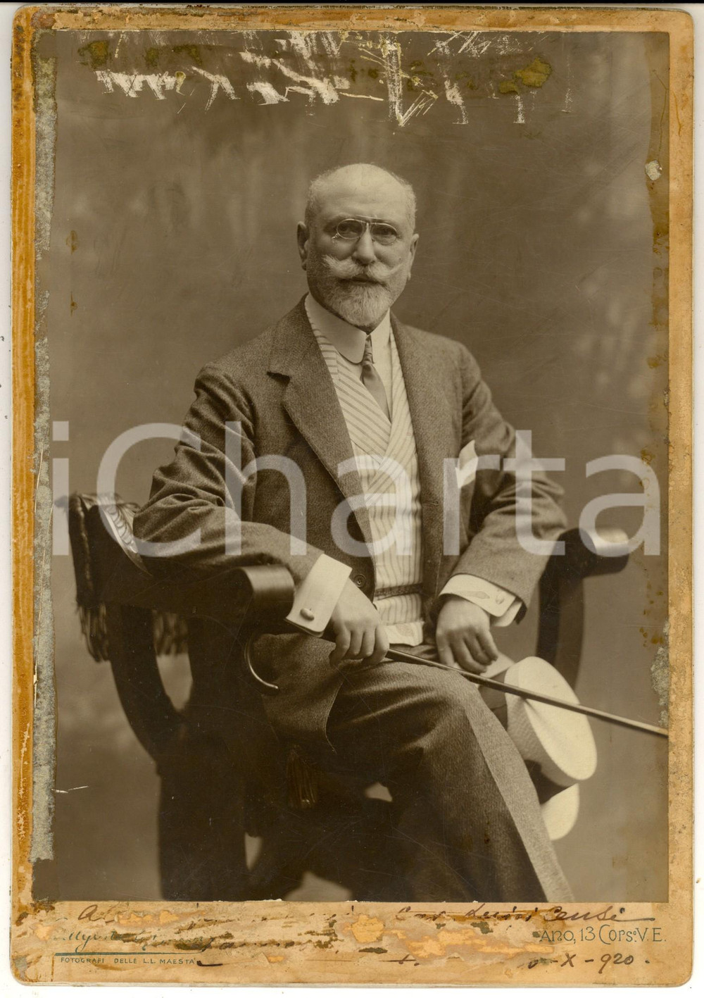 Fotografia d epoca originale 1920 MILANO Ritratto del cav. Luigi CENSI  Foto GUIGONI e BOSSI 18x25 cm 1