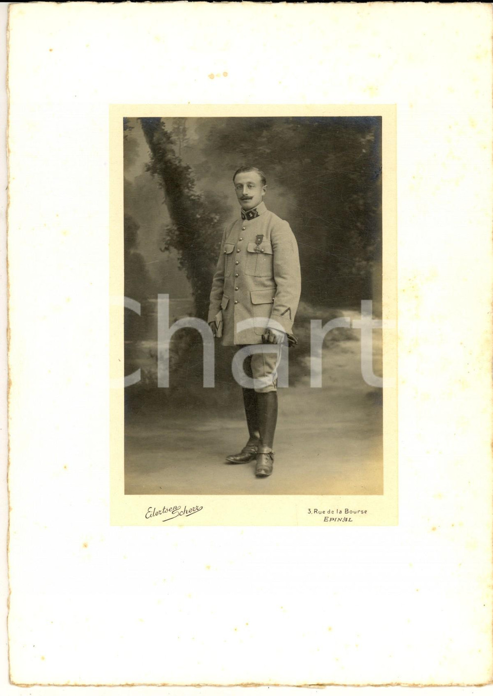 Fotografia d epoca originale 1910 ca EPINAL FRANCE Ritratto di ufficiale  Foto EILERTSEN SCHERR 15x21 cm 1