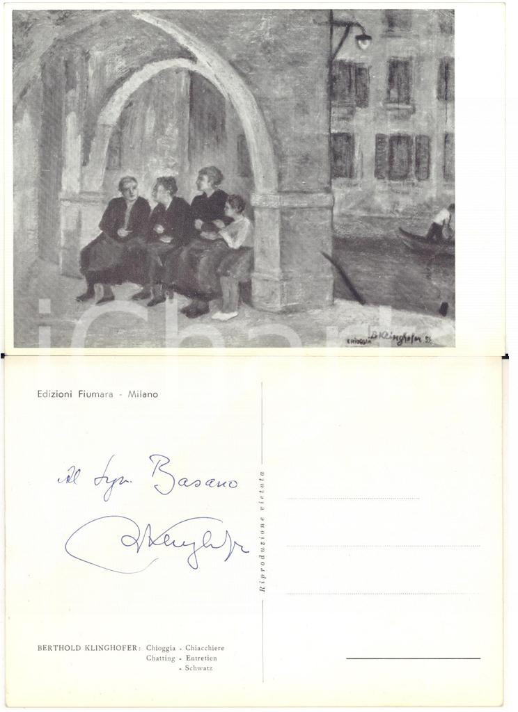 Autografo originale 1961 Berthold KLINGHOFER Chioggia  Chiacchiere  Cartolina con autografo 1