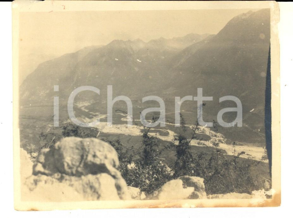Fotografia d epoca originale 1915 ca WW1 ZONA DI GUERRA Veduta dell ISONZO tra i monti Foto 11x8 cm 1