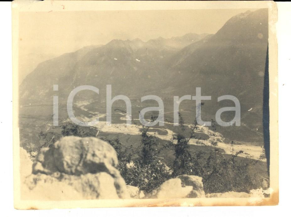 Fotografia d epoca originale 1915 ca WW1 ZONA DI GUERRA Veduta dell ISONZO tra i monti Foto 11x8 cm 1