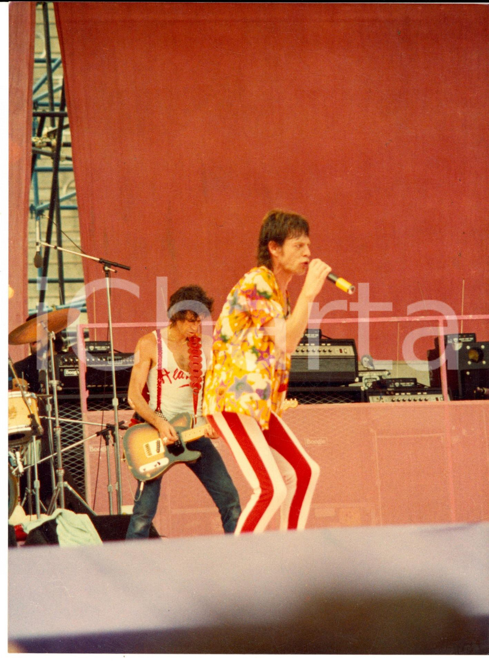 Fotografia d epoca originale 1982 TORINO Concerto dei ROLLING STONES  Mick JAGGER  Foto 18x24 cm 1