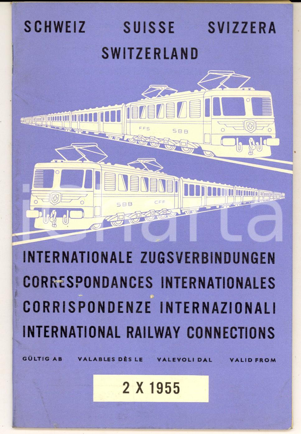 Materiale pubblicitario d’epoca 1955 SWITZERLAND International railways connections  VINTAGE Brochure 68 pp. 1
