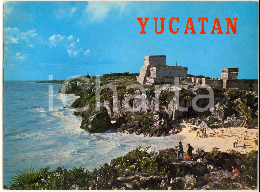 Materiale pubblicitario d’epoca 1955 ca MEXICO YUCATAN Vintage ILLUSTRATED brochure 32 pp. 1