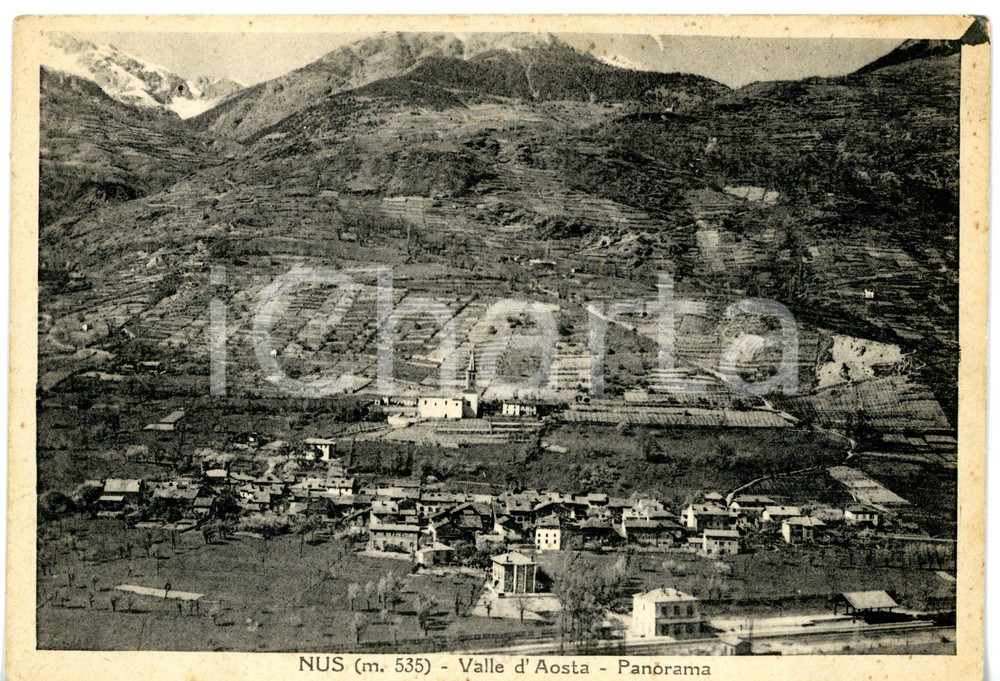 Cartolina originale da collezione 1947 NUS AOSTA Panorama con Chiesa di Sant Ilario Cartolina VINTAGE 1