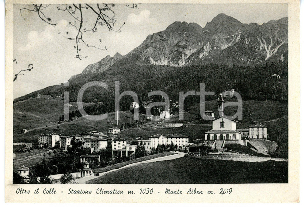 Cartolina originale da collezione 1947 OLTRE IL COLLE BG Veduta panoramica con chiesa SAN BARTOLOMEO Cartolina 1