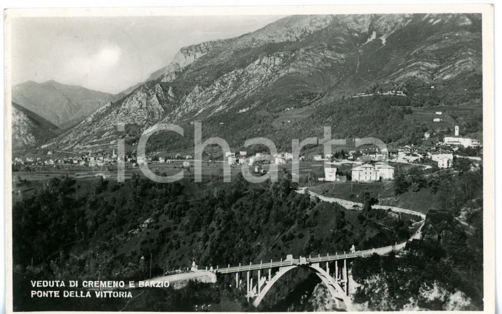 Cartolina originale da collezione 1949 CREMENO LC Veduta di BARZIO e del PONTE DELLA VITTORIA Cartolina FG VG 1