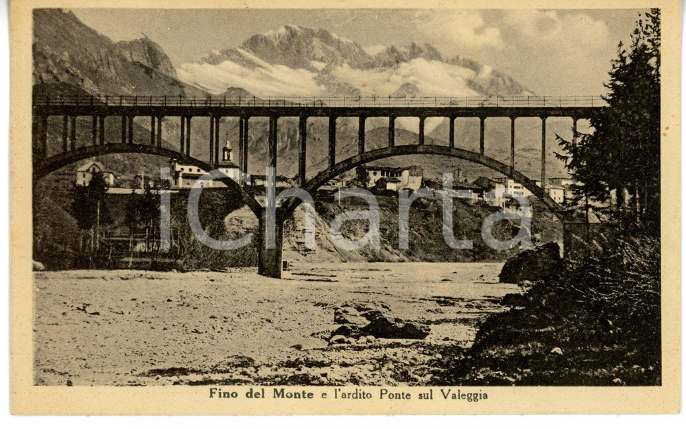 Cartolina originale da collezione 1946 FINO DEL MONTE BG Ponte sul torrente VALEGGIA Cartolina VINTAGE  FP VG 1