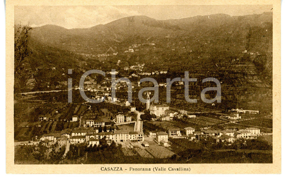 Cartolina originale da collezione 1946 CASAZZA BG Veduta VAL CAVALLINA con chiesa di SAN LORENZO Cartolina FP 1
