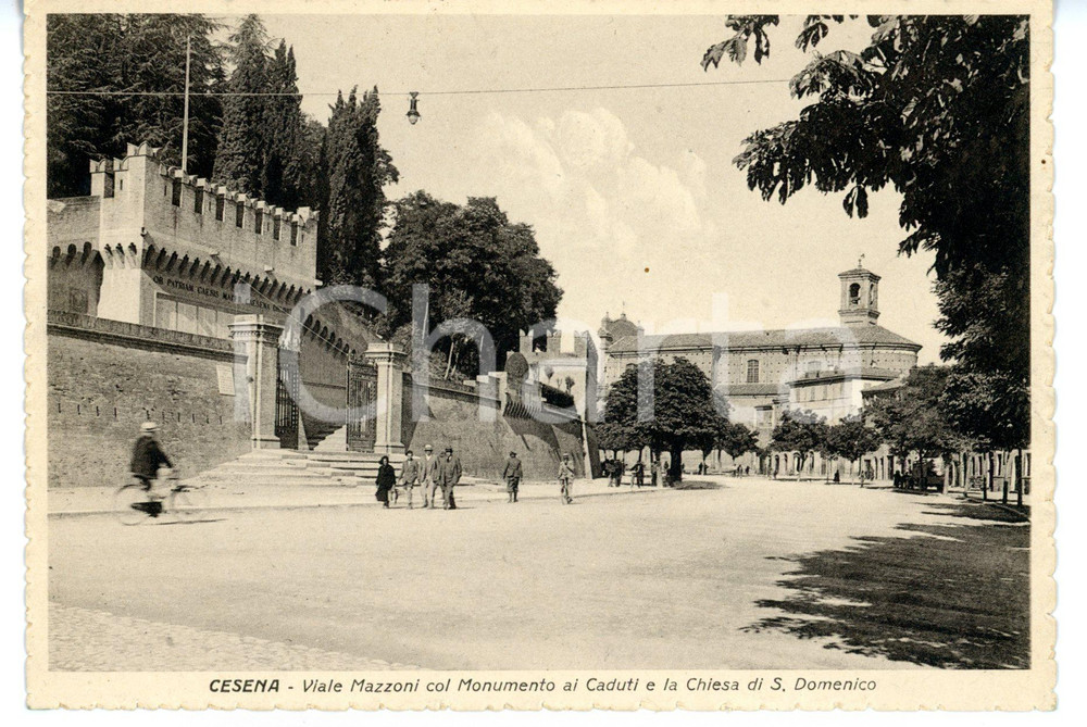 Cartolina originale da collezione 1941 CESENA Viale Mazzoni  Monumento ai caduti e chiesa SAN DOMENICO Cartolina 1