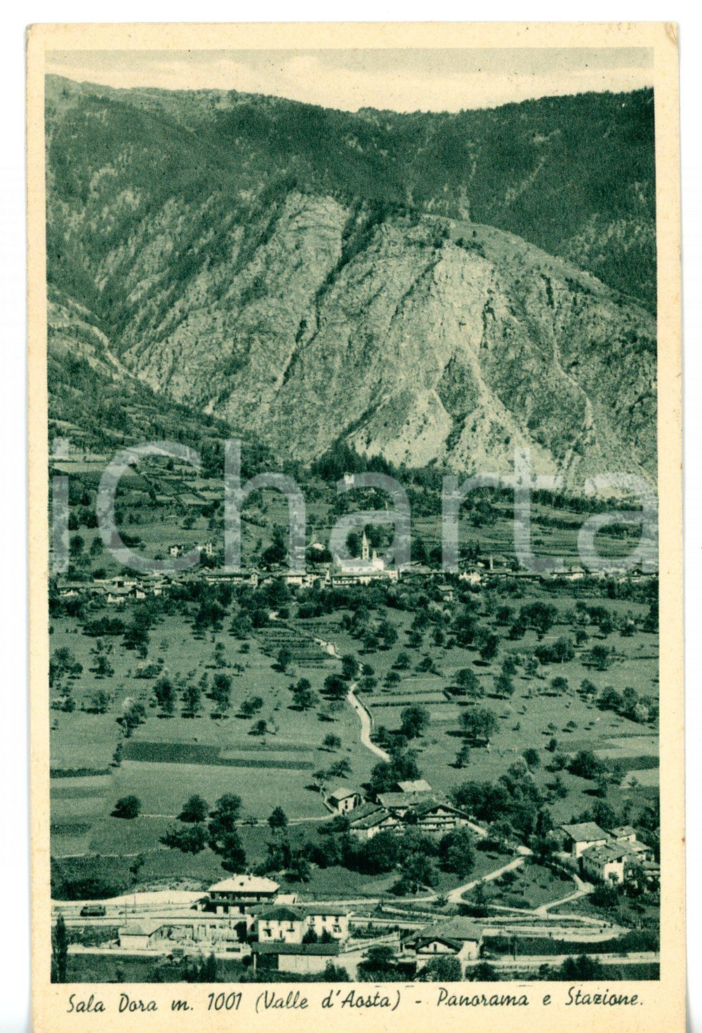 Cartolina originale da collezione 1943 SALA DORA AO Veduta panoramica del paese Cartolina VINTAGE FP VG 1