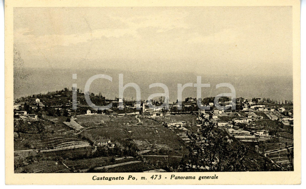 Cartolina originale da collezione 1944 CASTAGNETO PO TO Veduta panoramica  Cartolina VINTAGE FP VG 1