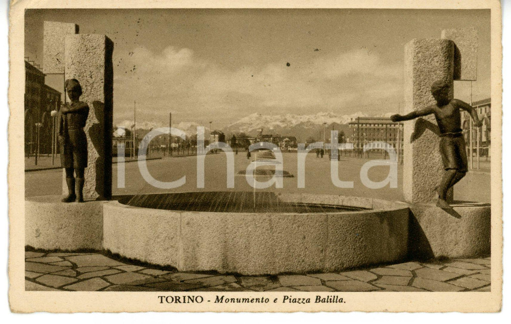Cartolina originale da collezione 1940 TORINO Veduta panoramica di piazza BALILLA Cartolina VINTAGE  FP VG 1