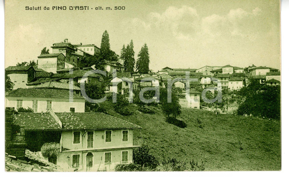 Cartolina originale da collezione 1942 PINO D ASTI Veduta panoramica del paese Cartolina VINTAGE  FP VG 1