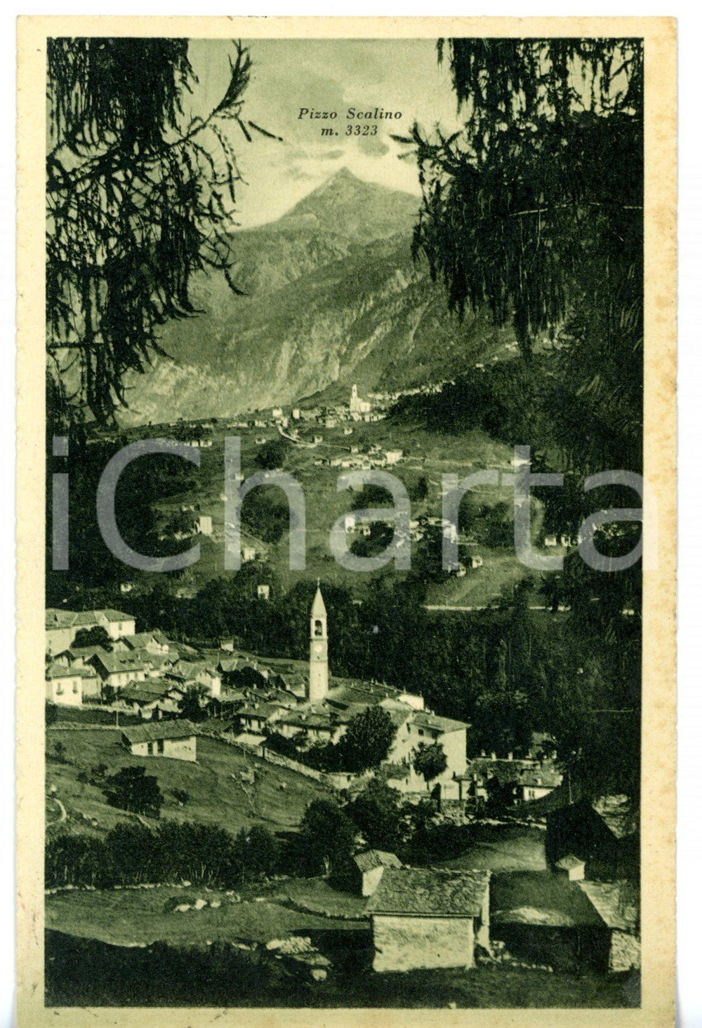 Cartolina originale da collezione 1948 CHIESA IN VALMALENCO SO Veduta di CASPOGGIO e pizzo SCALINO Cartolina FP 1