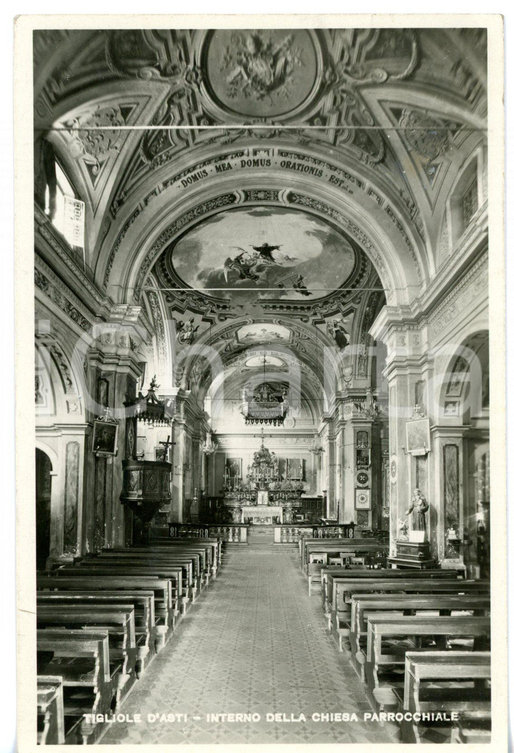Cartolina originale da collezione 1949 TIGLIOLE ASTI Interno della chiesa di SAN LORENZO Cartolina VINTAGE FP 1
