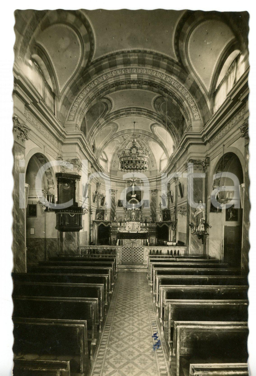 Cartolina originale da collezione 1943 CASTELNUOVO DON BOSCO  MONDONIO Interno chiesa parrocchiale Cartolina FP 1
