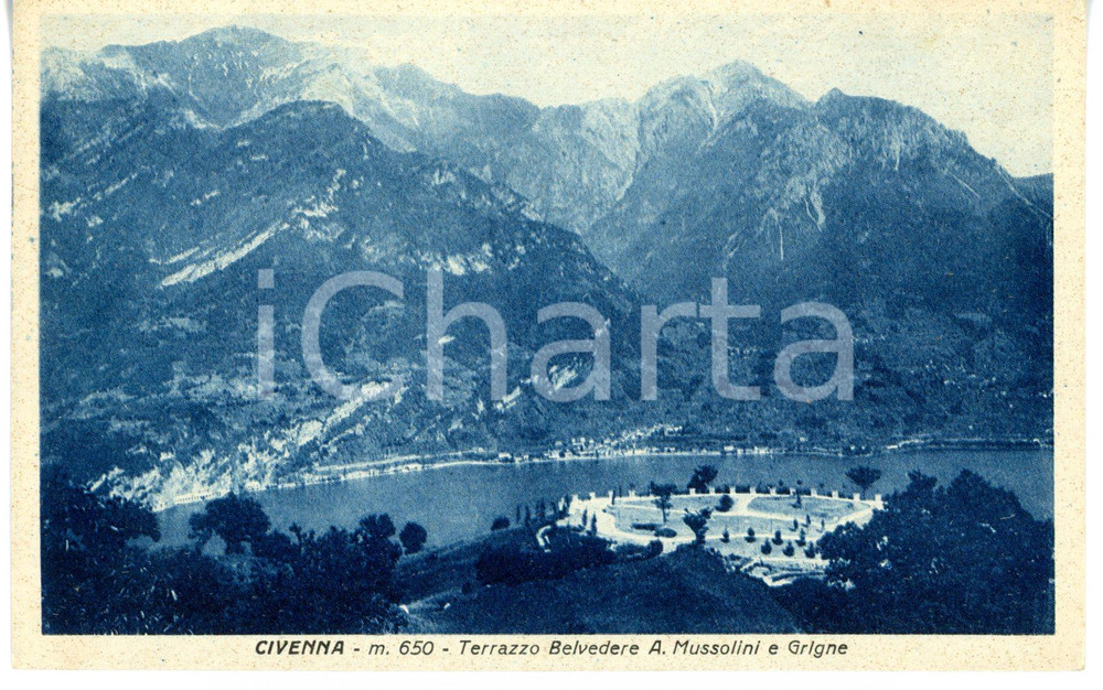 Cartolina originale da collezione 1942 BELLAGIO Frazione CIVENNA Terrazzo belvedere A. MUSSOLINI Cartolina FP VG 1
