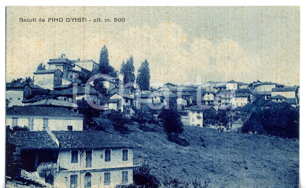Cartolina originale da collezione 1944 PINO D ASTI Veduta panoramica del paese Cartolina VINTAGE  FP VG 1