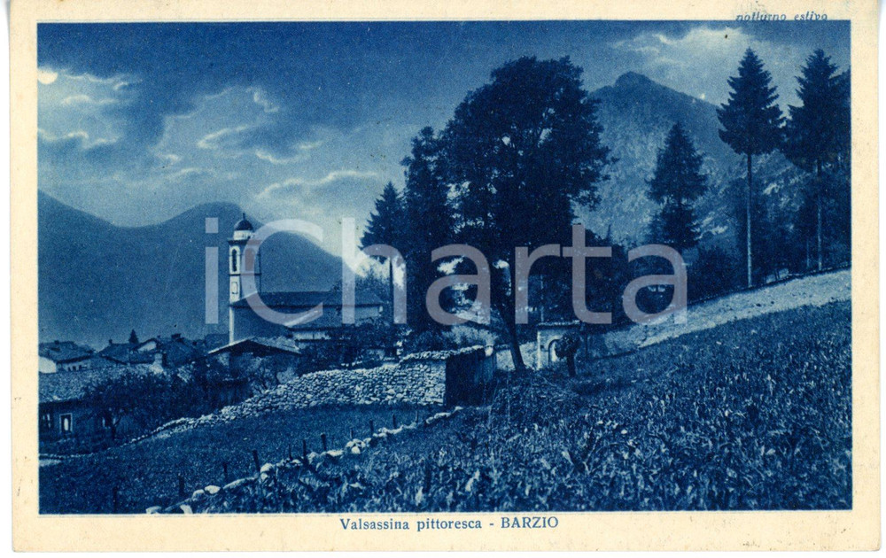 Cartolina originale da collezione 1939 BARZIO LC Scorcio caratteristico con chiesa di SANT ALESSANDRO Cartolina 1