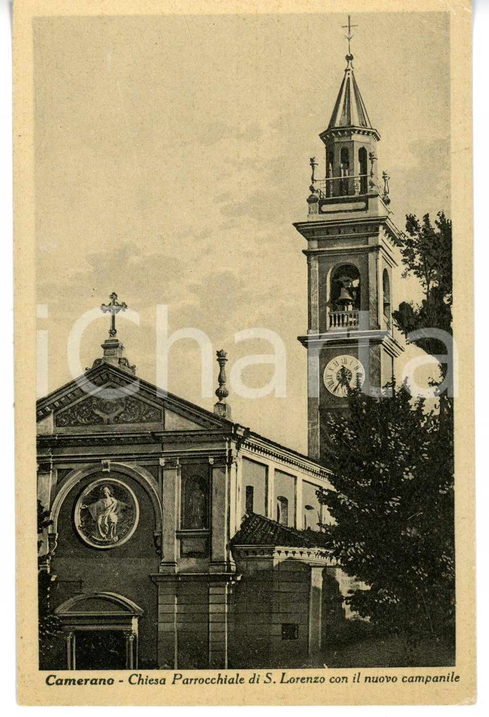 Cartolina originale da collezione 1941 CAMERANO CASASCO AT Chiesa di SAN LORENZO con nuovo campanile Cartolina 1