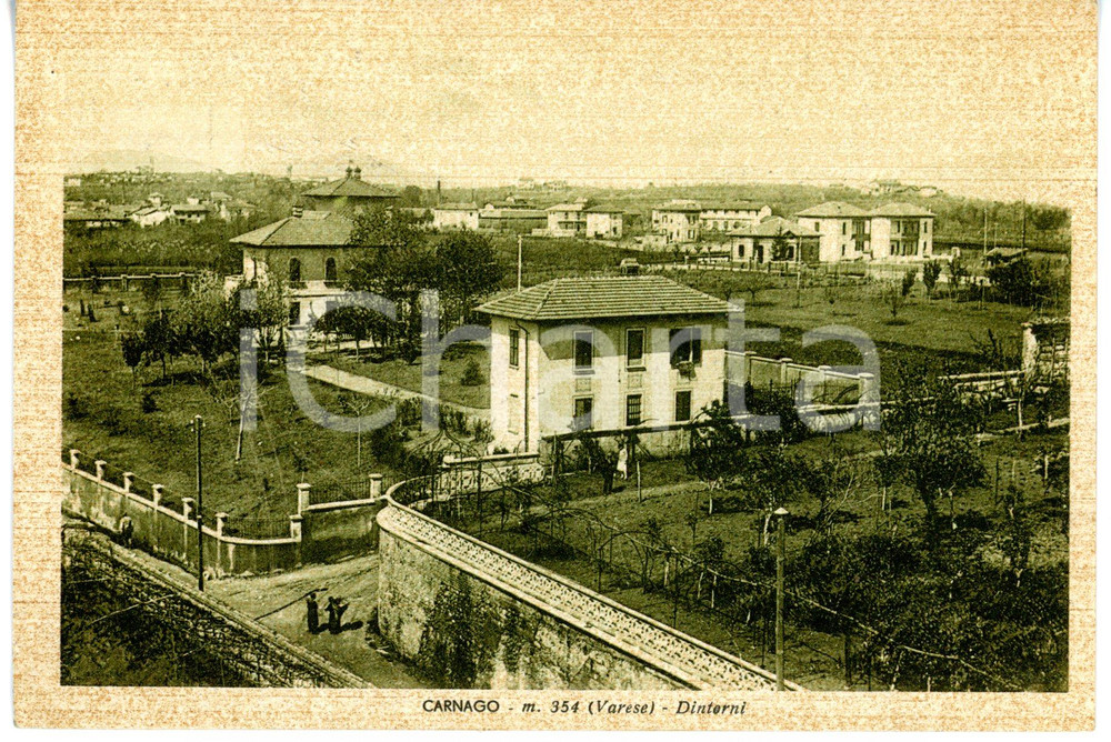 Cartolina originale da collezione 1944 CARNAGO VA Panorama della periferia Cartolina VINTAGE  FG VG 1