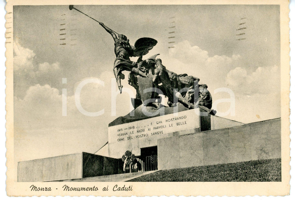 Cartolina originale da collezione 1940 MONZA Piazza Trento e Trieste  Monumento ai Caduti Cartolina VINTAGE FG 1