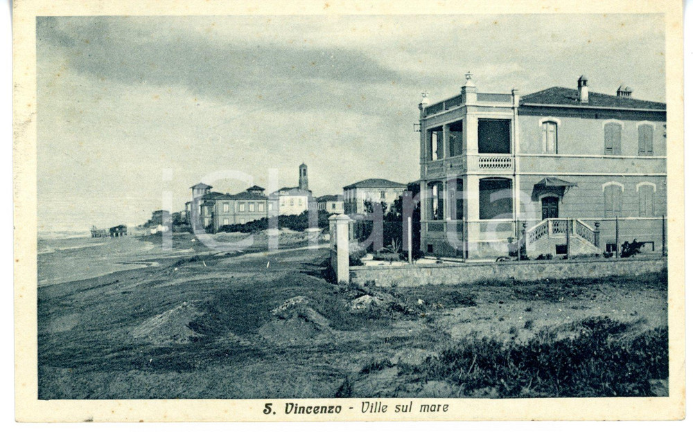 Cartolina originale da collezione 1936 SAN VINCENZO LI Panorama con ville sul mare Cartolina VINTAGE  FP VG 1