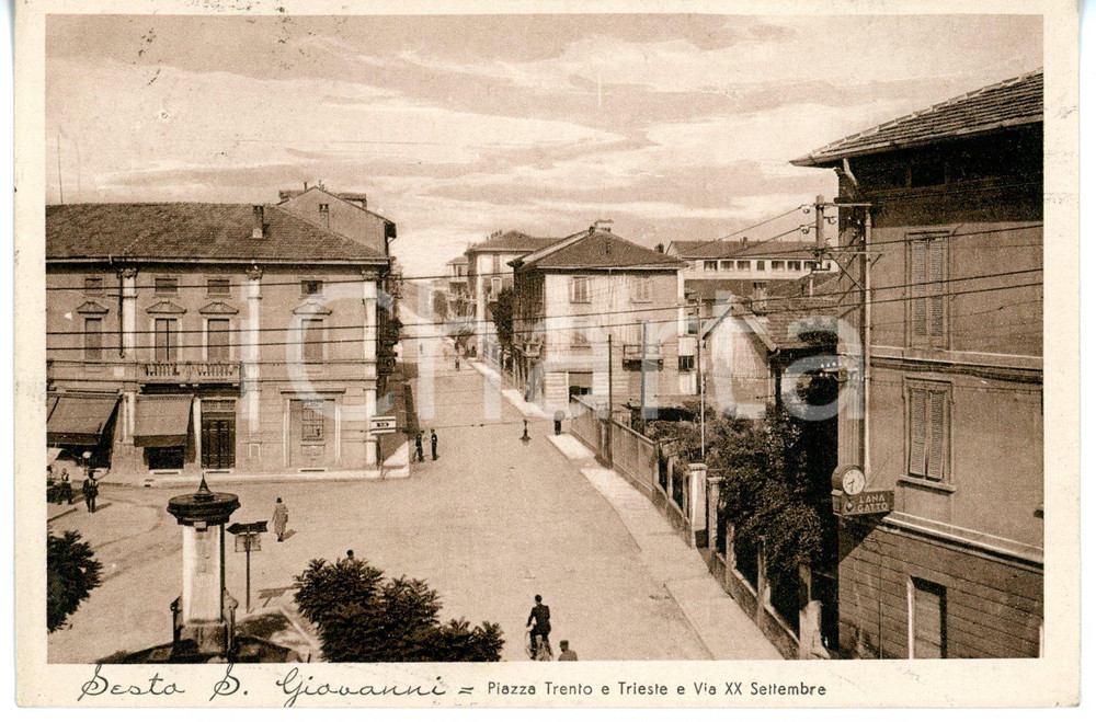 Cartolina originale da collezione 1937 SESTO SAN GIOVANNI Piazza Trento e Trieste e via XX Settembre Cartolina FG 1