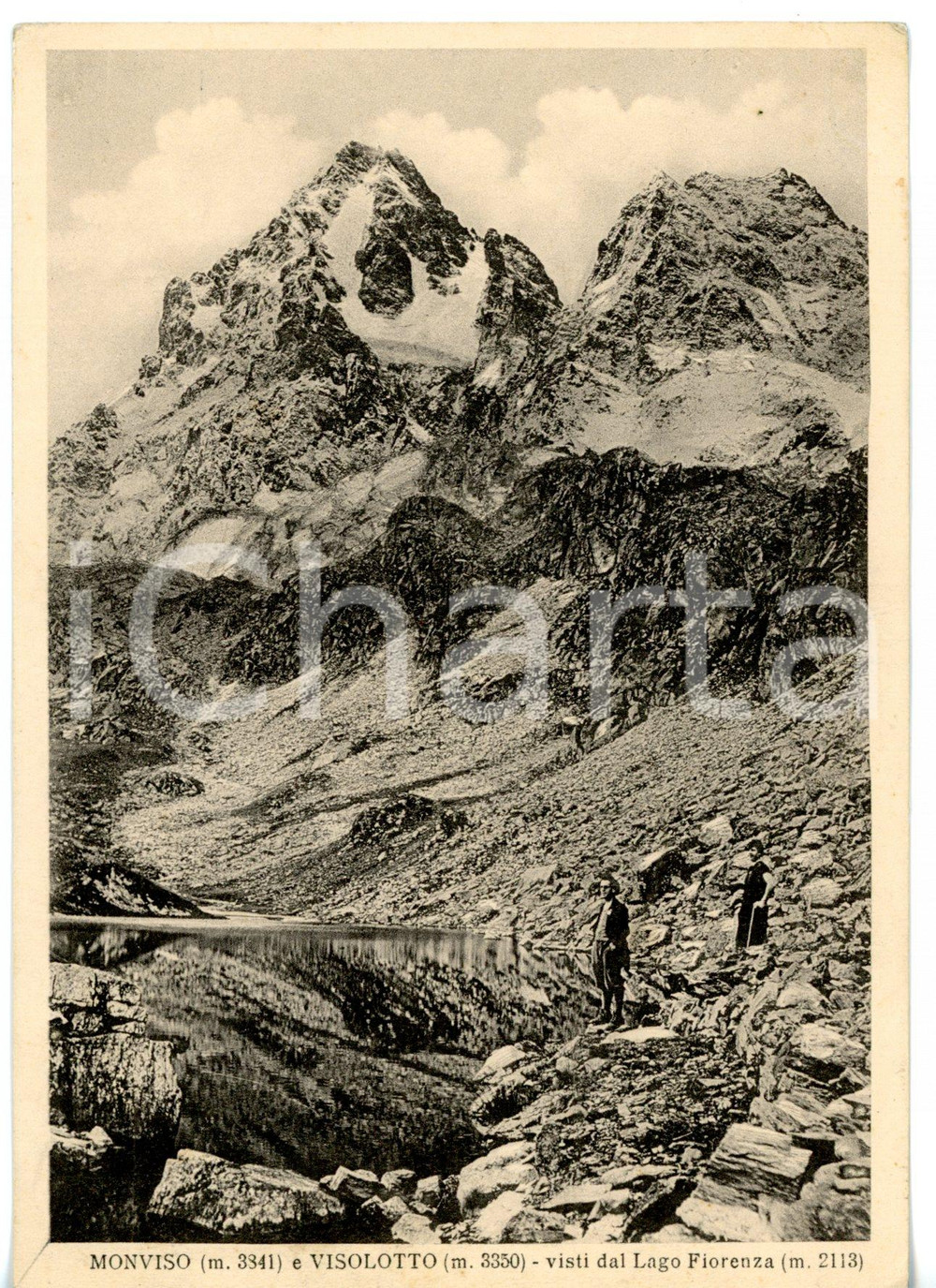 Cartolina originale da collezione 1936 CRISSOLO  LAGO DI FIORENZA Veduta del monte MONVISO e VISOLOTTO Cartolina 1