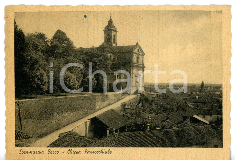 Cartolina originale da collezione 1940 SOMMARIVA DEL BOSCO CN Chiesa SANTI GIACOMO e FILIPPO Cartolina FG VG 1