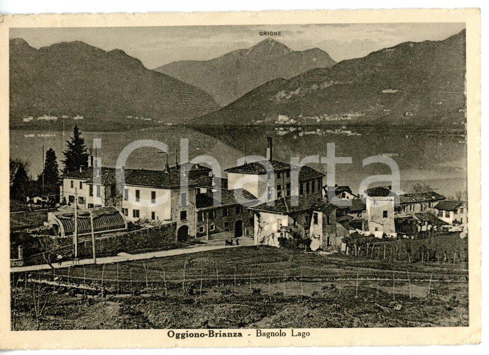 Cartolina originale da collezione 1942 OGGIONO LocalitÃ  BAGNOLO Panorama del paese sul lago Cartolina VINTAGE FG 1