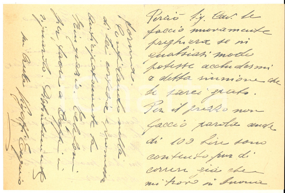 Autografo originale 1940 ca CICLISMO Eugenio VIGOTTI deluso per l esclusione da una gara  AUTOGRAFO 1