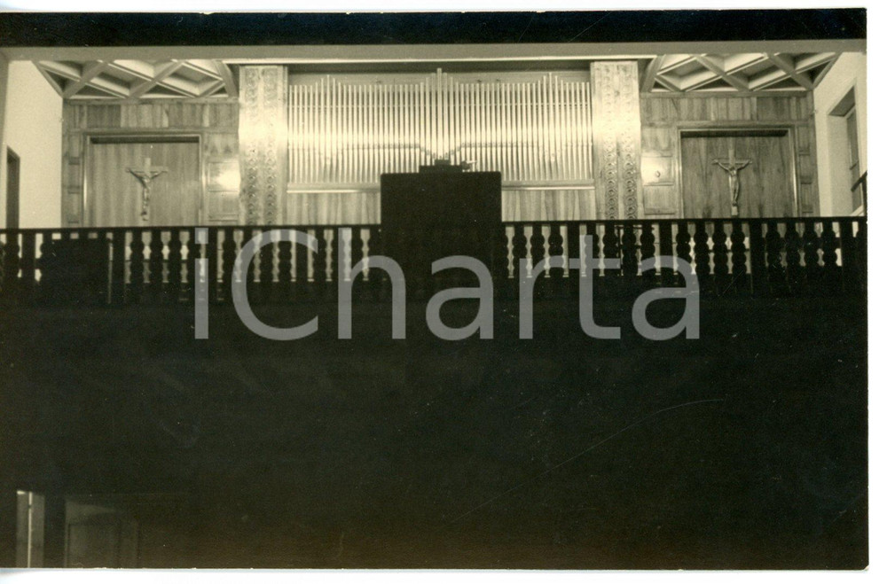 Fotografia d epoca originale 1951 MILANO Istituto Leone XIII  Veduta dell organo della chiesa Fotocartolina 1