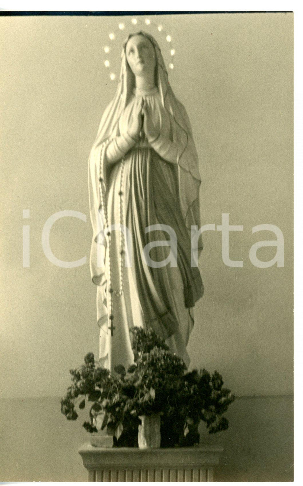 Fotografia d epoca originale 1951 MILANO Istituto Leone XIII  Statua della Vergine Maria Foto ARTISTICA 1