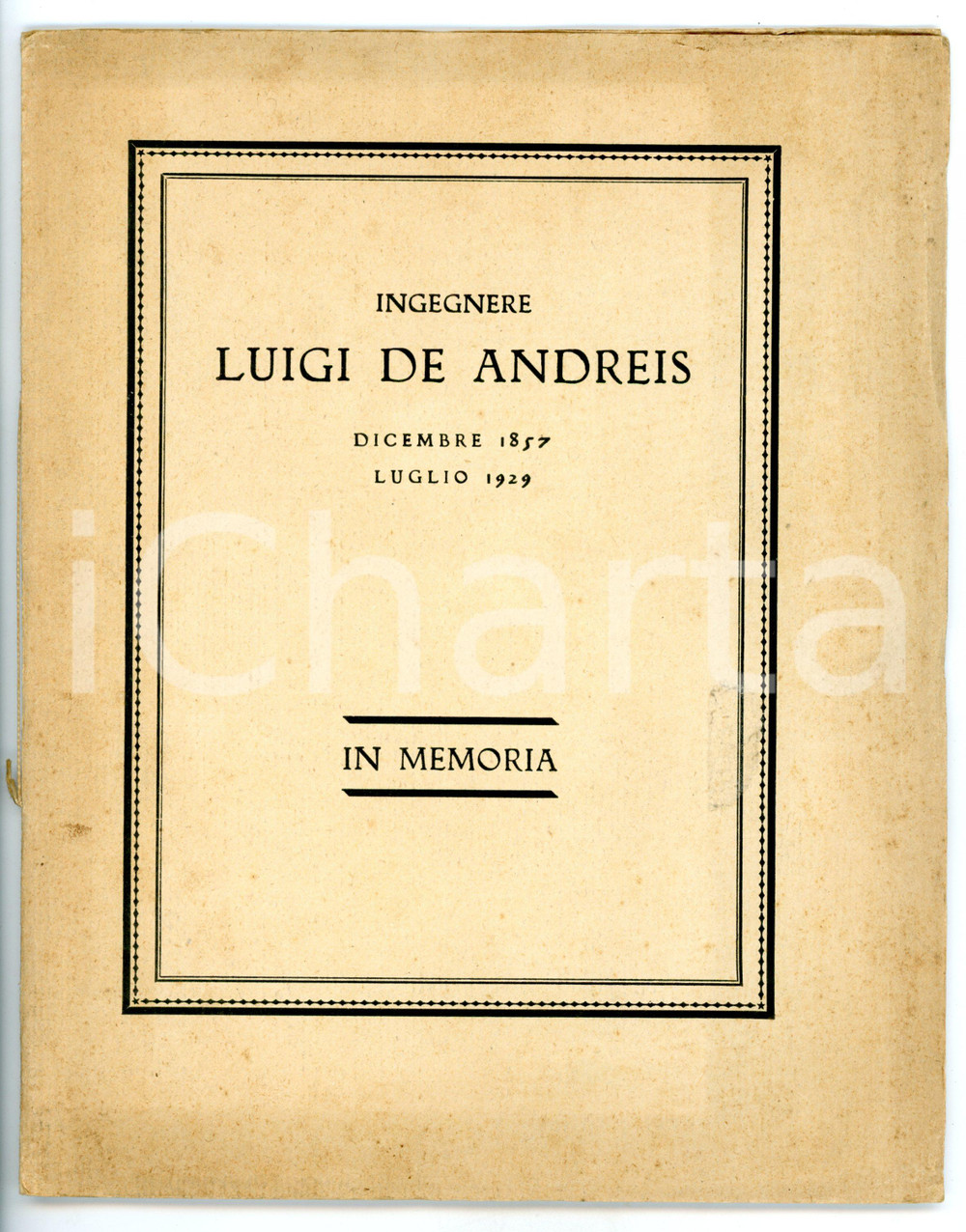 Libro, pubblicazione d epoca 1929 L ENERGIA ELETTRICA Luigi De Andreis 18571929  In memoria Estratto 1