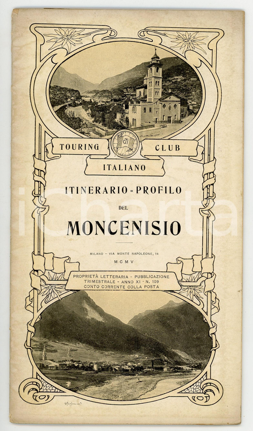 Libro, pubblicazione d epoca 1905 TOURING CLUB ITALIANO Itinerarioprofilo del Moncenisio Anno XI  NÂ° 109 1