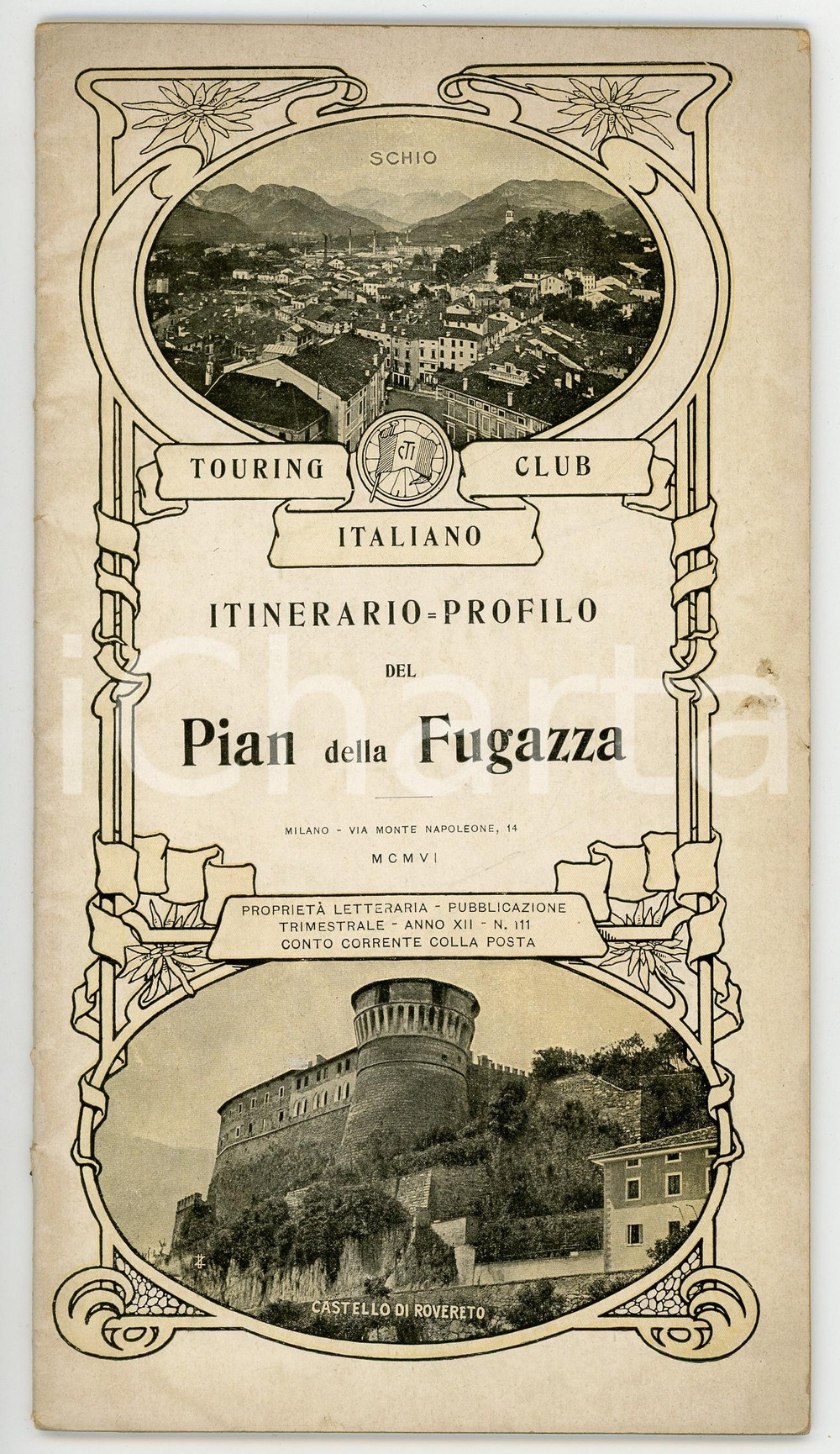 Libro, pubblicazione d epoca 1906 TOURING CLUB ITALIANO Itinerarioprofilo Pian della Fugazza Anno XII 1