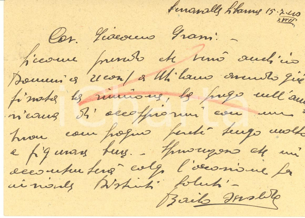 Autografo originale 1940 CICLISMO SERRAVALLE SCRIVIA Osvaldo BAILO chiede buon compagno  Autografo 1