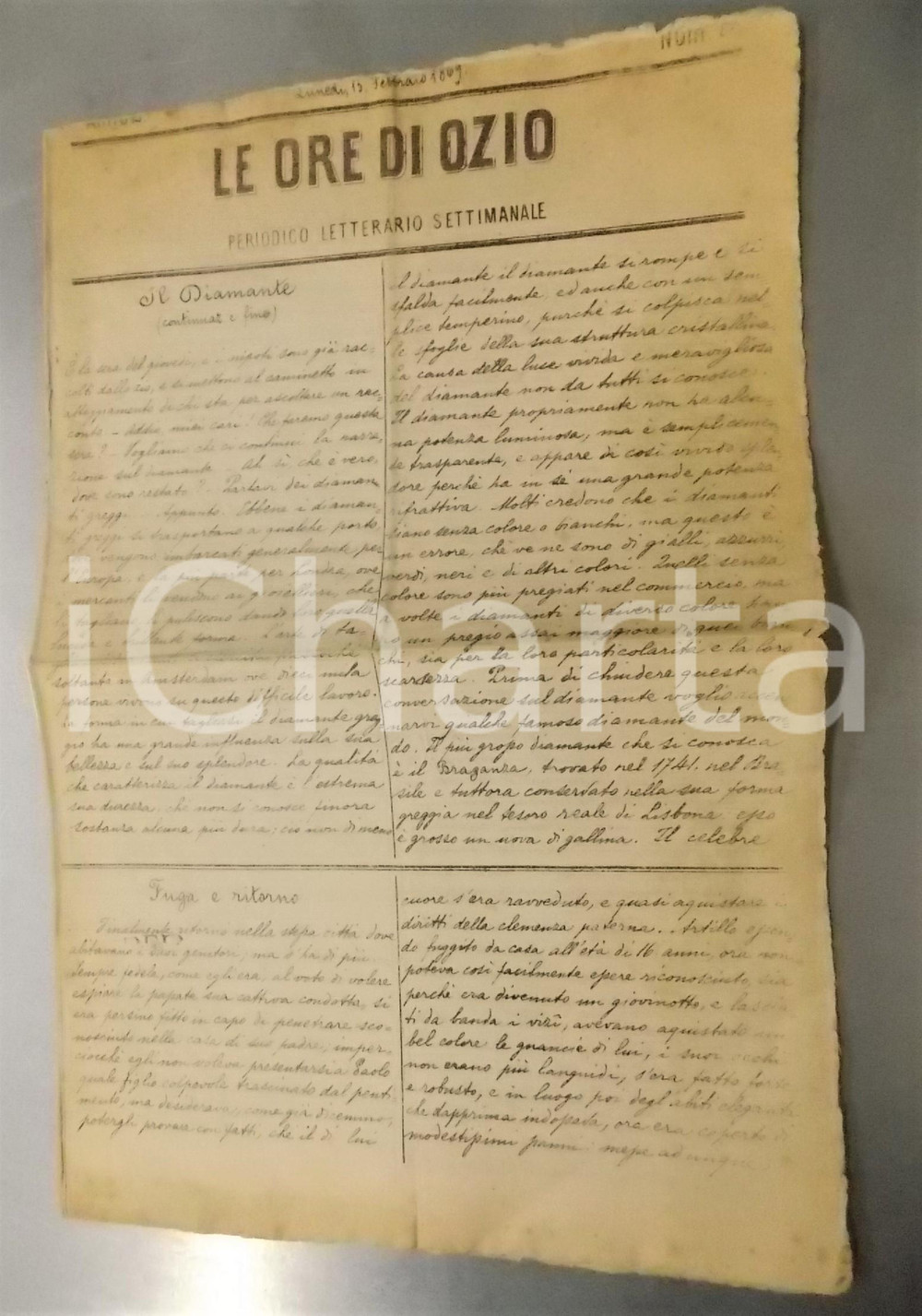 Giornale, rivista storica 1869 LE ORE DI OZIO Il diamante  Le meraviglie di Firenze  Periodico RARO 1